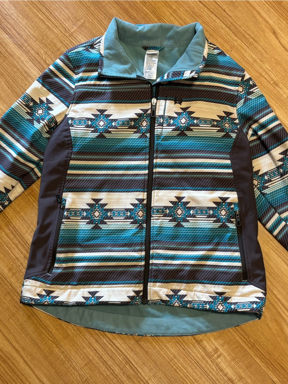 Cinch Teal, Black & White Aztec-Print Ski Jacket